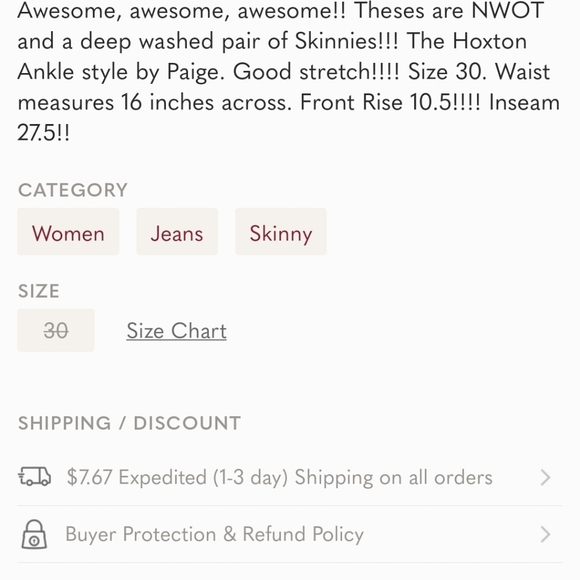 NWOT PAIGE “ANKLE SKINNIES” - Picture 8 of 8